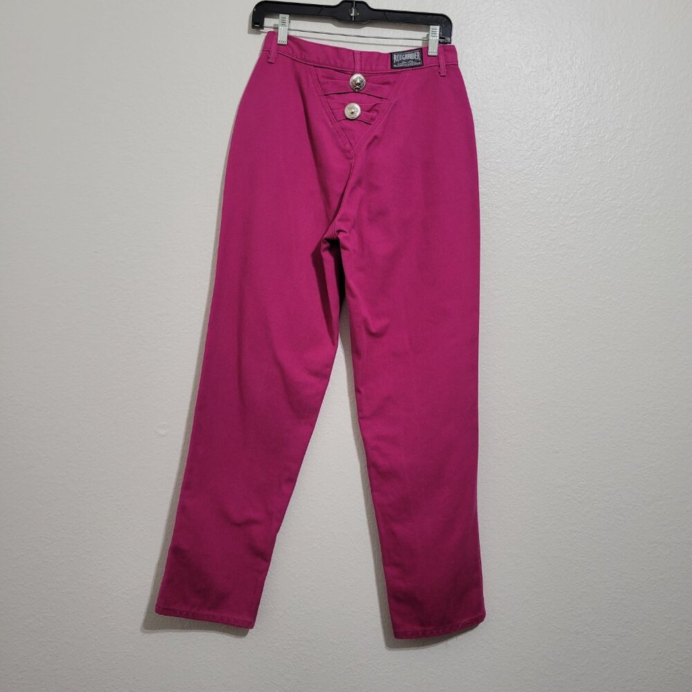 Vtg Rough Rider Circle T Pink Conchos High Rise Western Denim Jeans Size 9/10